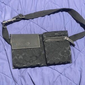 Coach Black Belt Bag with Signature Pattern